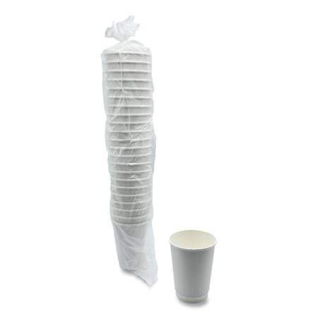 Boardwalk Paper Hot Cups, Double-Walled, 12 oz, White, 25PK BWKDW12HCUPPK